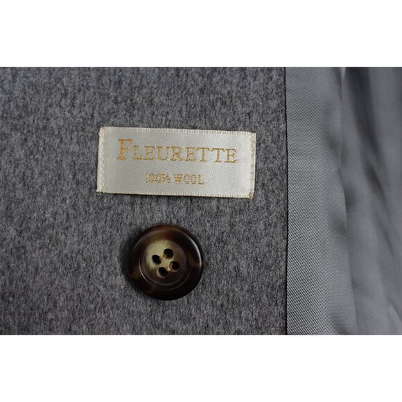 New w/Tags Fleurette Notch Collar Double Breasted Wool Coat in Grey Heather, 14 - Picture 13 of 14